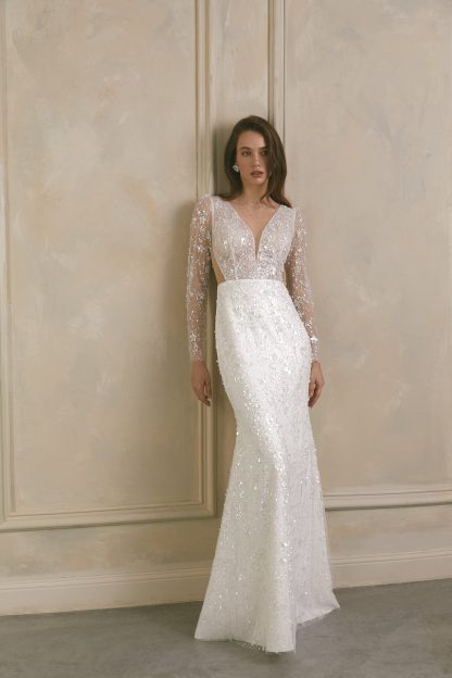 Unique Floral Lace Mermaid Wedding Dress - Image 3