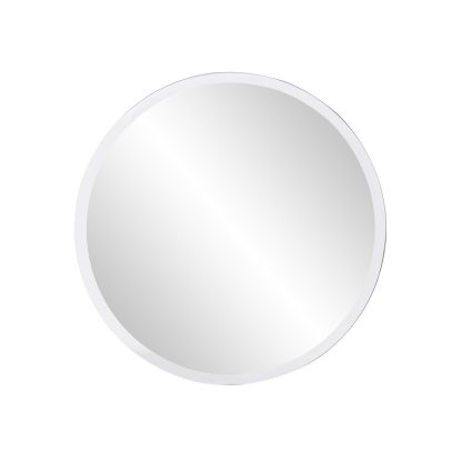 Frameless silver round wall mirror