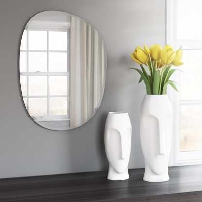 Frameless silver asymmetric wall mirror - Image 7
