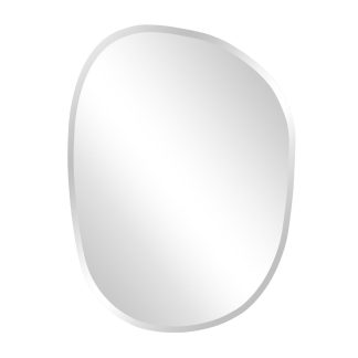 Frameless silver asymmetric wall mirror