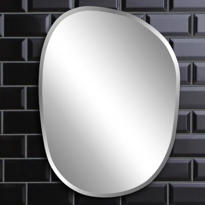 Frameless silver asymmetric wall mirror - Image 2