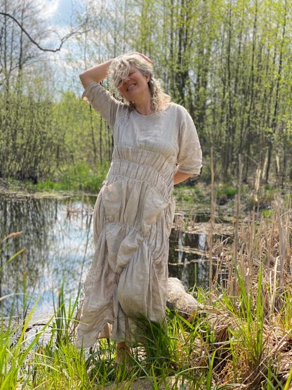 Forest style linen dress