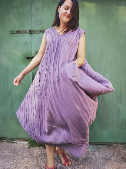 Pleated sleeveless dress