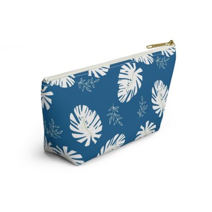 Navy Palm Leaf Pattern Cosmetic Bag - Image 2
