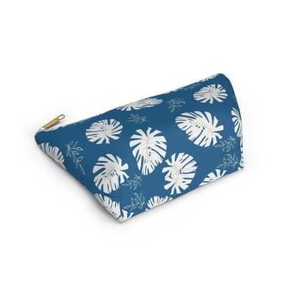 Navy Palm Leaf Pattern Cosmetic Bag - Image 4