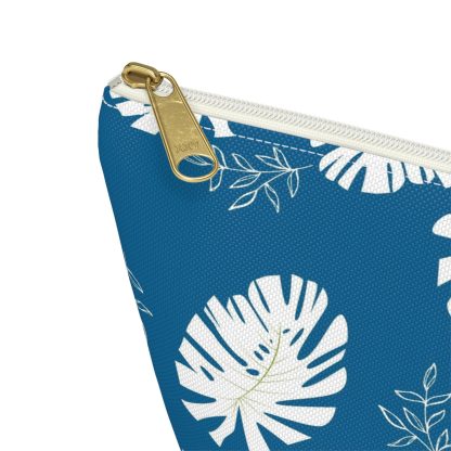 Navy Palm Leaf Pattern Cosmetic Bag - Image 3