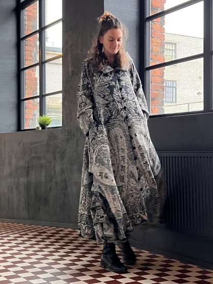 Vintage Print Long Trench Coat - Image 7