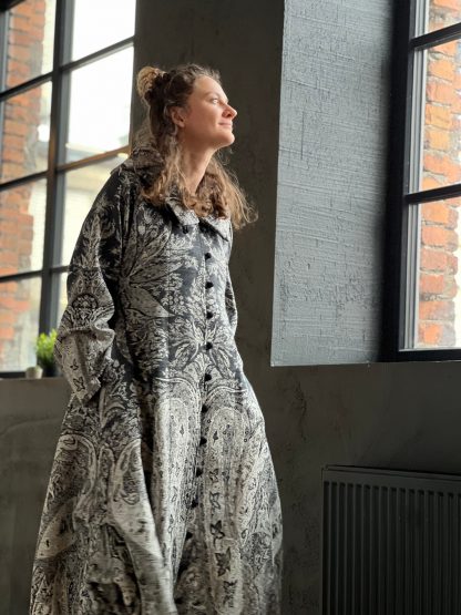 Vintage Print Long Trench Coat - Image 6