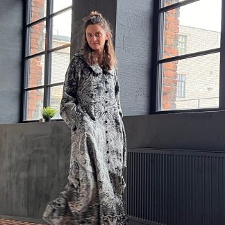 Vintage Print Long Trench Coat