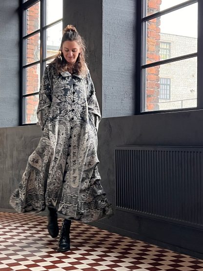 Vintage Print Long Trench Coat - Image 2