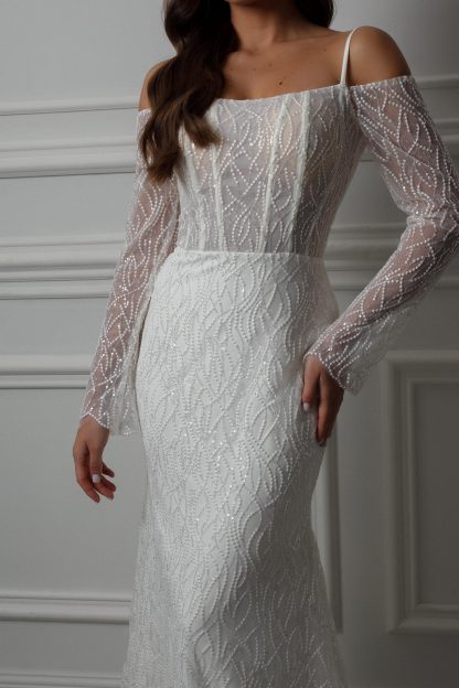 Beaded Lace Mermaid Wedding Dress - Image 5