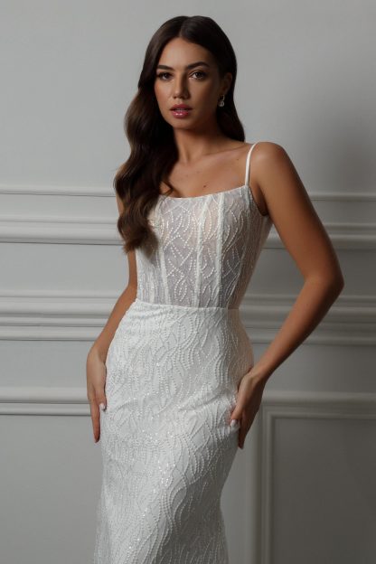 Beaded Lace Mermaid Wedding Dress - Image 4