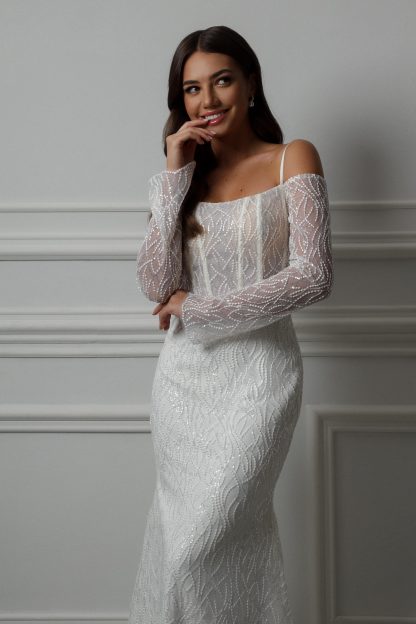 Beaded Lace Mermaid Wedding Dress - Image 2