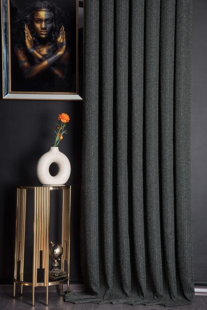 Dark grey textured blackout curtains - Image 2