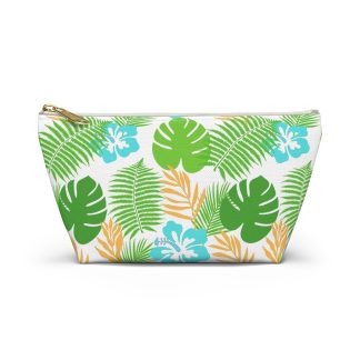 Tropical leaves pattern cosmetic bag