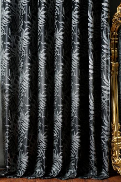 Gray leaf shadow high precision jacquard curtain - Image 3