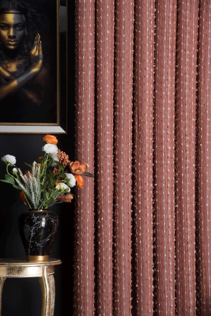 Retro style coffee color polka dot gauze curtain - Image 5