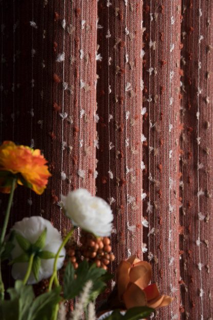 Retro style coffee color polka dot gauze curtain - Image 4