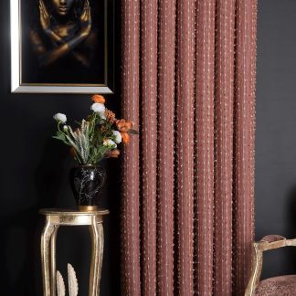 Retro style coffee color polka dot gauze curtain