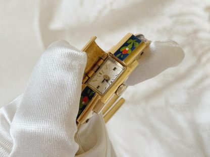 Vintage Gilded Enamel Floral Women's Watch - Image 6