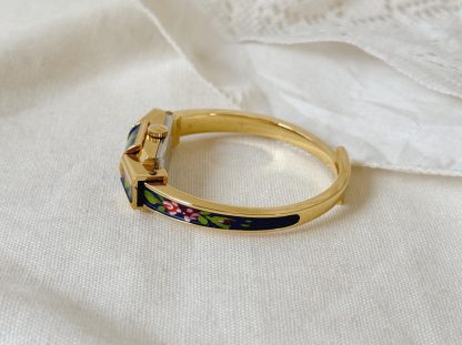 Vintage Gilded Enamel Floral Women's Watch - Image 2