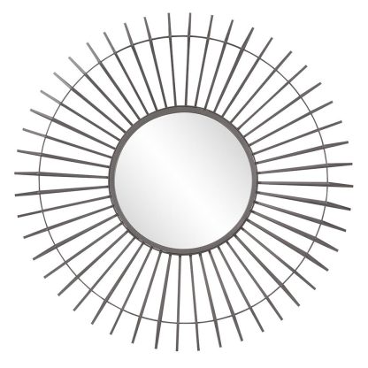 Antique Graphite Finish Sunburst Wall Mirror