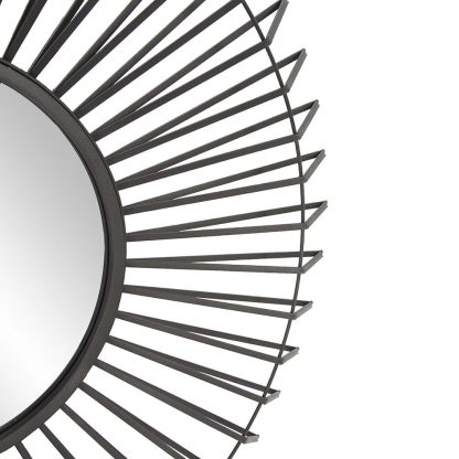 Antique Graphite Finish Sunburst Wall Mirror - Image 7
