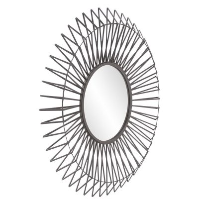 Antique Graphite Finish Sunburst Wall Mirror - Image 6