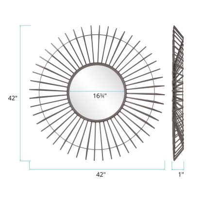 Antique Graphite Finish Sunburst Wall Mirror - Image 2