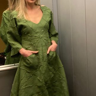 Pleated V Neck Dress