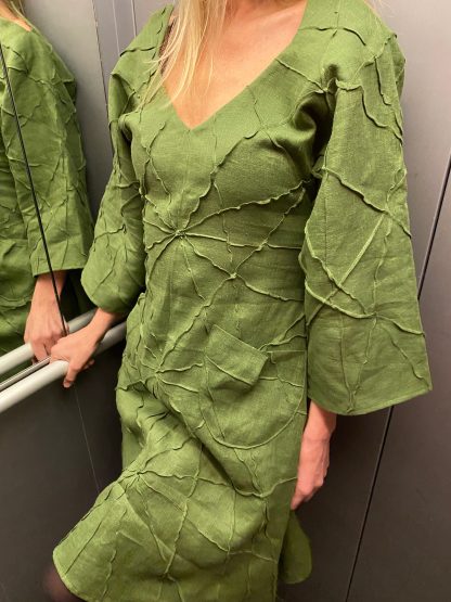 Pleated V Neck Dress - Image 2