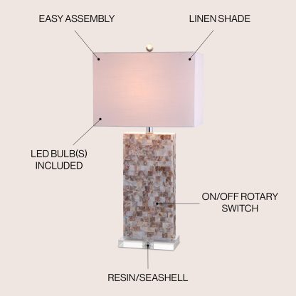 Shell and crystal LED table lamp - Image 4