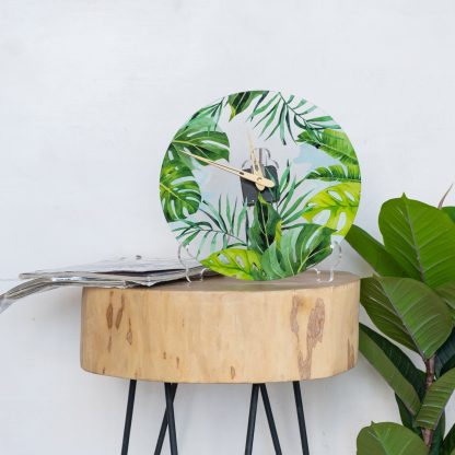 Tropical leaves wall clock - Image 2