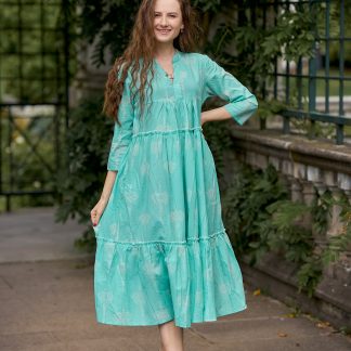 Fresh mint green printed dress