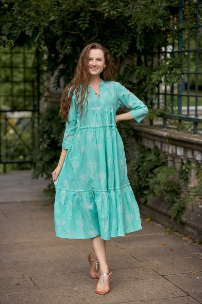 Fresh mint green printed dress
