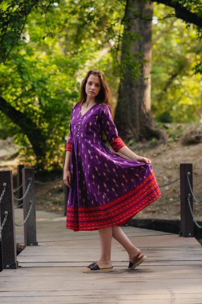 Calf-length cotton dress - Image 7
