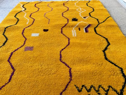 Vibrant yellow handmade carpet - Image 5