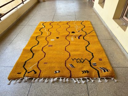 Vibrant yellow handmade carpet - Image 3
