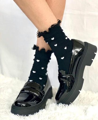 Sweet and cool heart lace pile socks - Image 5