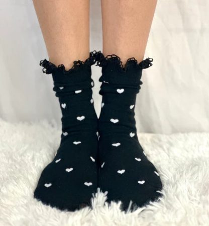 Sweet and cool heart lace pile socks - Image 4