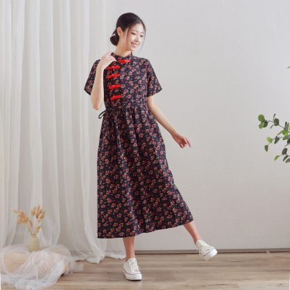 Chinese retro floral dress - Image 4