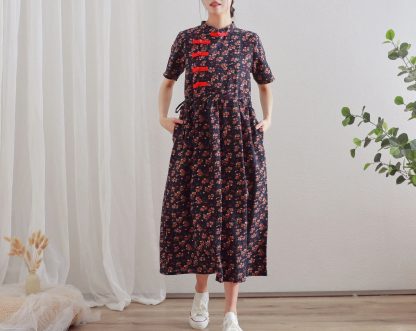 Chinese retro floral dress - Image 2