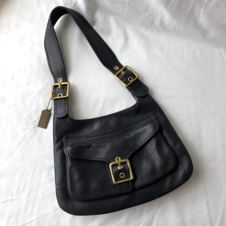 Classic black leather shoulder bag