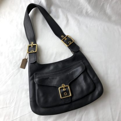 Classic black leather shoulder bag