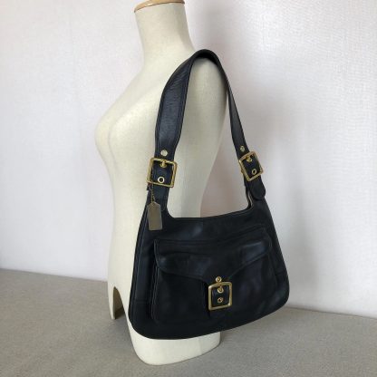 Classic black leather shoulder bag - Image 3