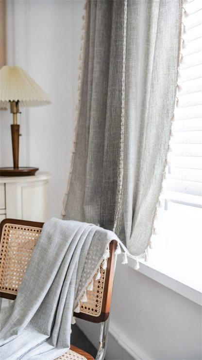 Simple striped tassel curtains - Image 5