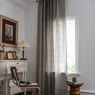 Simple striped tassel curtains