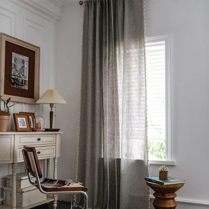 Simple striped tassel curtains