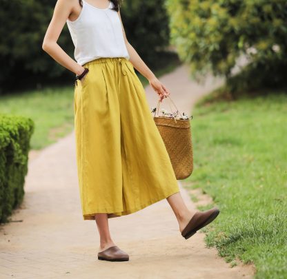 Yellow wide-leg pants - Image 4