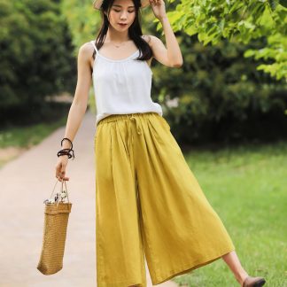 Yellow wide-leg pants